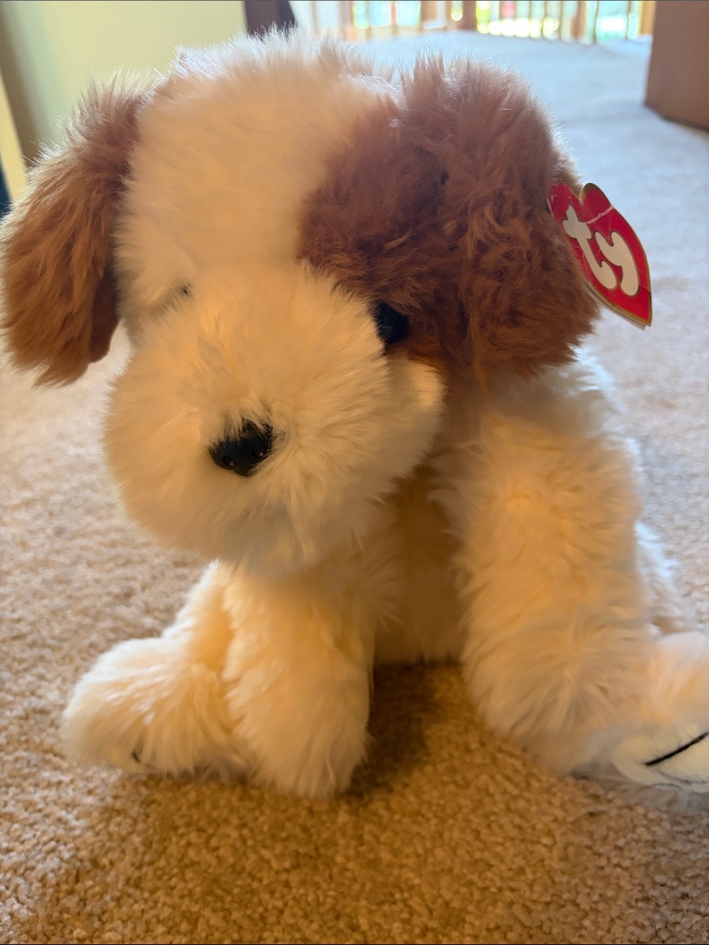 Ty Plush Puppy in Cream and Brown - Soft Stuffed Dog